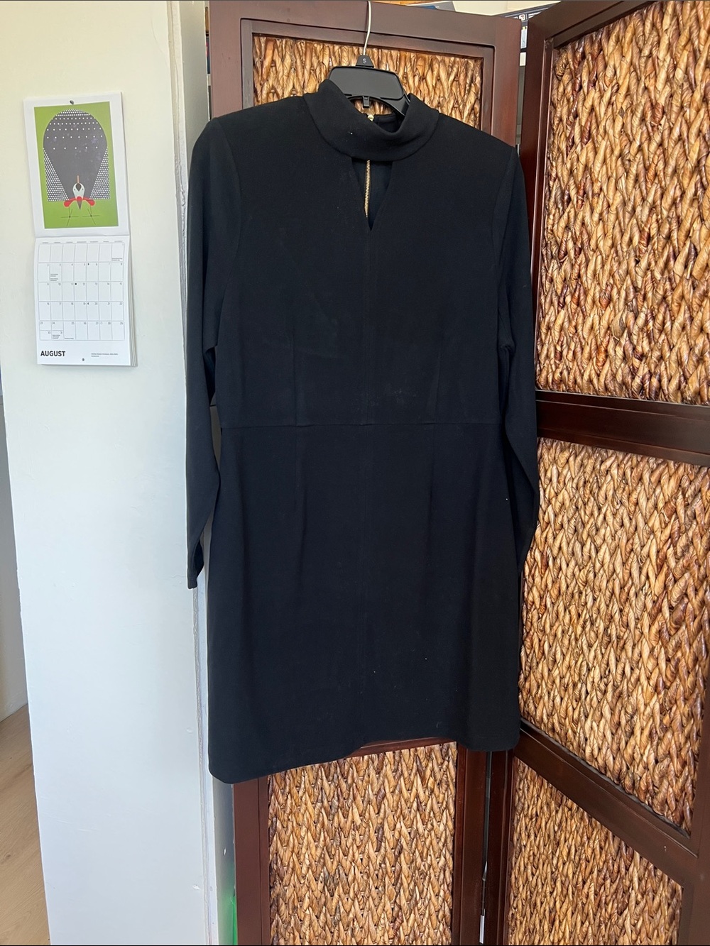 CAbi style #4589 Harper Dress Black Long-Sleeve Mock Neck Dress ponti knit NWOT